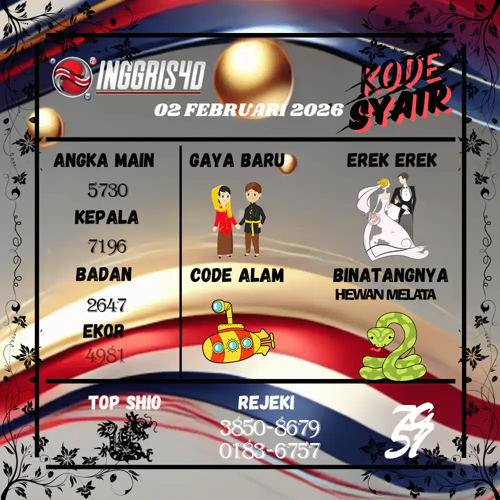 Kode Syair Inggris4D Pools Februari 2026