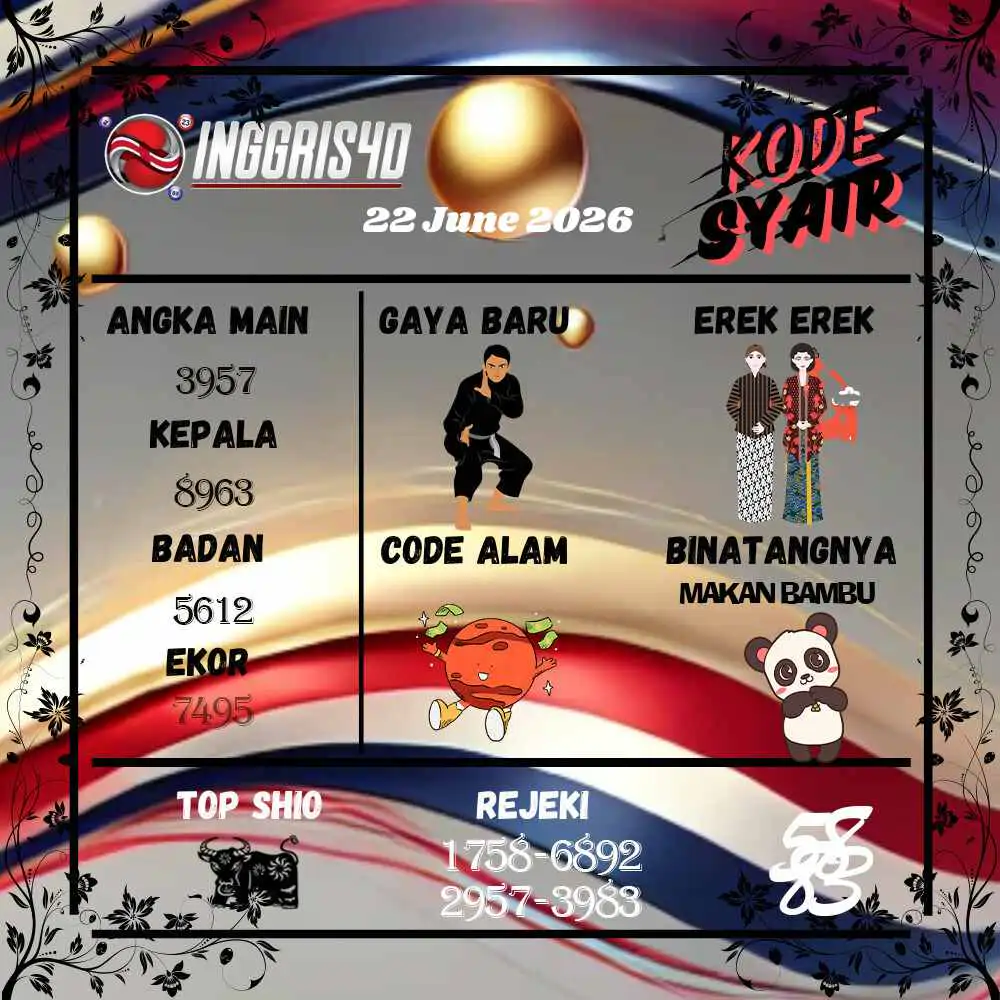 Kode Syair Inggris4D Pools Juni 2026
