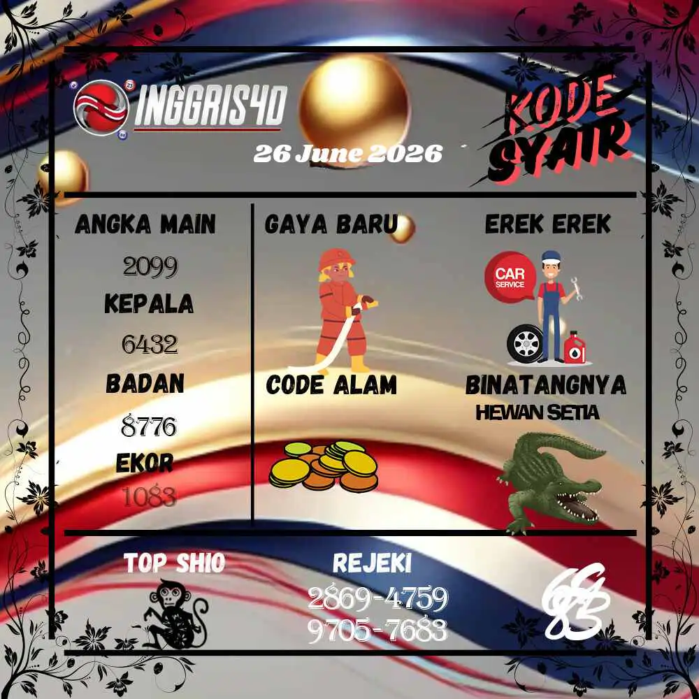 Kode Syair Inggris4D Pools Juni 2026
