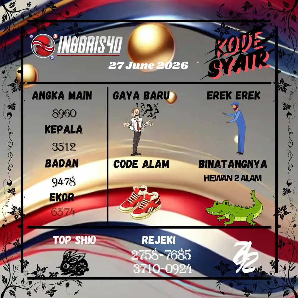 Kode Syair Inggris4D Pools Juni 2026
