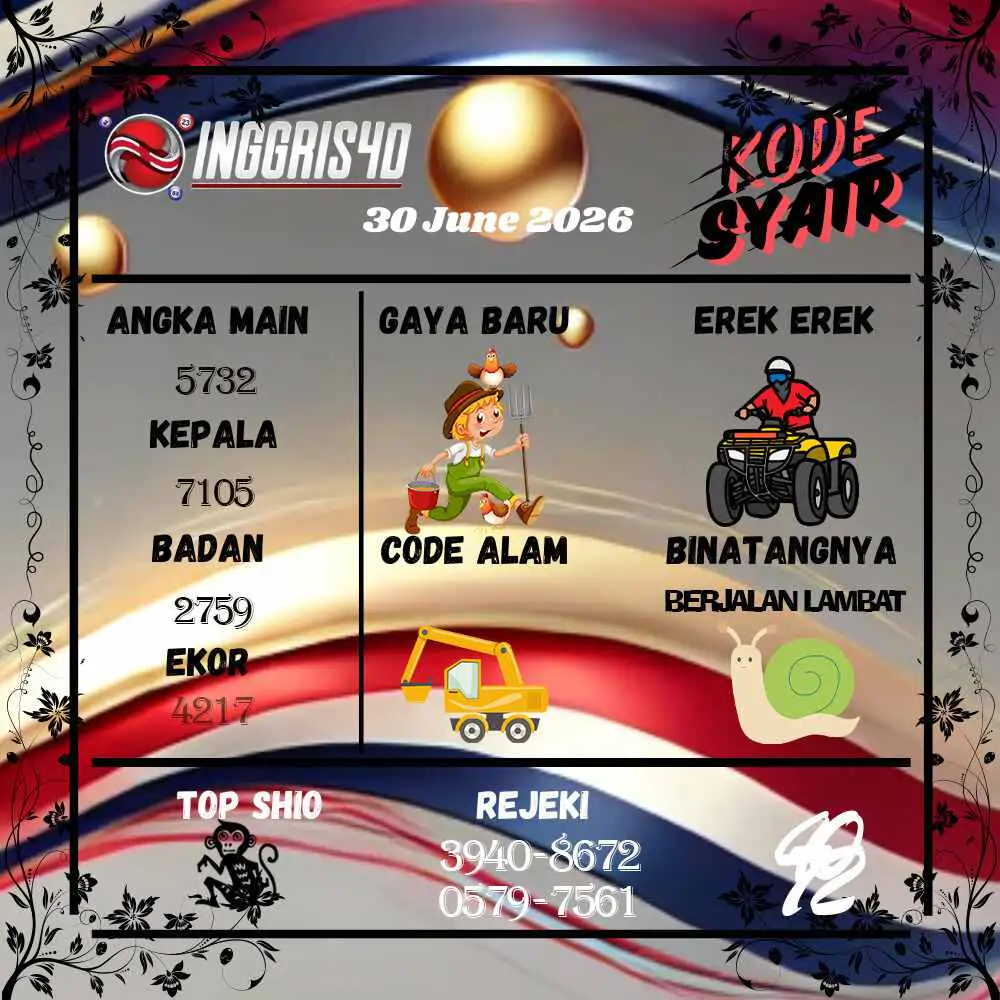 Kode Syair Inggris4D Pools Juni 2026
